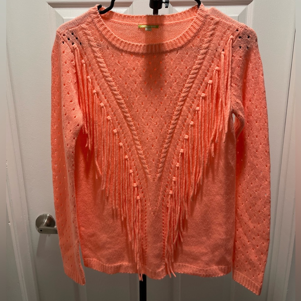 🛑 Gianni Bini Coral Fringe Sweater - Neon Peach